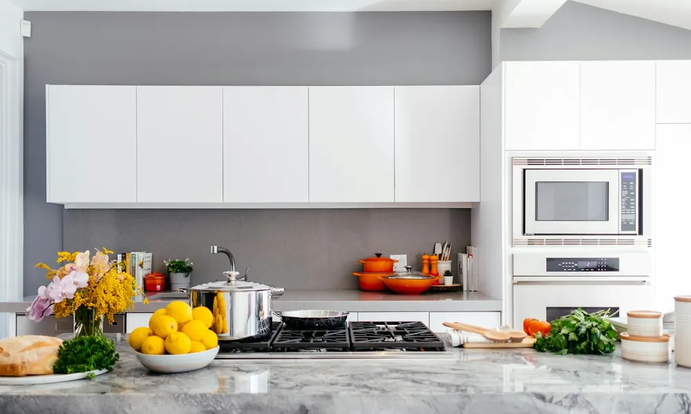A bright, newly finished apartment kitchen
